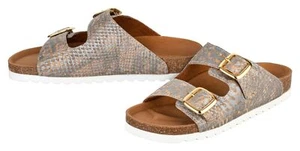 Kork Sandalen für Frauen | Slipper | silber /grau | Gold Details | vegan - Bild 1 von 4