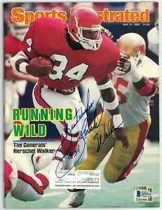 Herschel Walker signed 1985 USFL New Jersey Generals Sports Illus Magazine -BAS - Picture 1 of 1