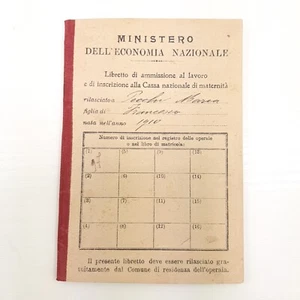 Funda Admisión Al Trabajo Y Inscripción La Caja Nacional Maternità. 1927 - Picture 1 of 6
