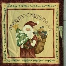 Christmas Victorian Classic Santa Panel Cotton Fabric Sled Snow Gifts 16"x15"