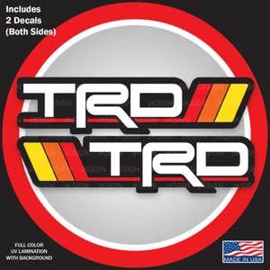 Tri-Color TRD Bedside Decal FITS on TOYOTA FJ40 FJ60 FJ80 Vintage Color - Foto 1 di 12