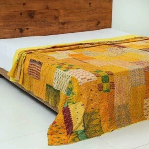 Reversible Bedspread patchwork Kantha Quilt Wholesale Indian handmade Throw Art - Picture 1 of 7