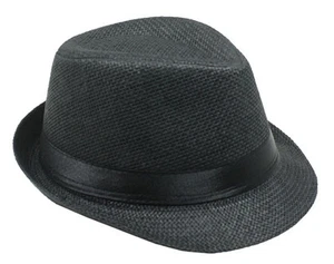 KID FEDORA HAT - STRAW KID UNISEX FEDORA PANAMA TRILBY HAT - Picture 1 of 8