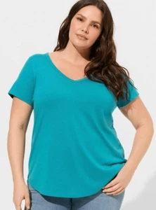 Torrid Girlfriend Signature Jersey V-Ausschnitt T-Shirt Biscay Bay Damengröße 3 3X neu mit Etikett - Bild 1 von 6