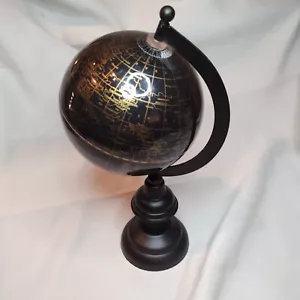 DESK TOP 11" BLACK W/GOLD ACCENTS WORLD GLOBE - Picture 1 of 2