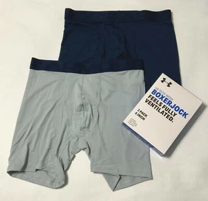 Under Armour 2 pack Men's UA Tech Mesh Boxer Jock 6" Inseam Navy & Gray S - 2XL - Picture 1 of 8