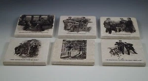 SHERLOCK HOLMES BOTTICINO MARBLE SET OF 6 BLACK/WHITE COASTERS - Picture 1 of 11