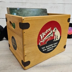 Victor Record Box 12" LP cassa album in legno vintage nipper vinile - Foto 1 di 6