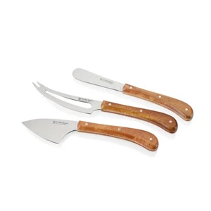 3pc Stanley Rogers Pistol Grip Stainless Steel Hard/Soft Cheese Knife Acacia - Picture 1 of 4