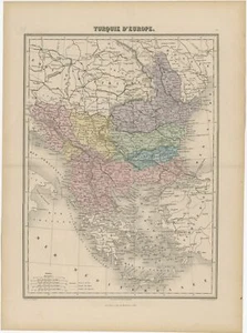 Antique Map of Turkey in Europe by Migeon (1880) - Picture 1 of 1