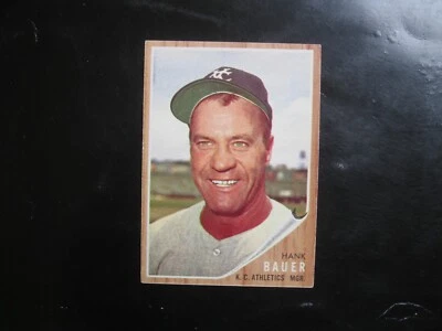 1962 Topps # 463 Хэнк Бауэр Канзас-Сити Athletics изящный Ex + - Изображение 1 из 2