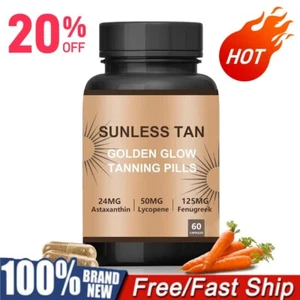 Tanning Vitamin Capsules-Sunless Tan-Golden Glow Tanning Pills - 60PCS& - Picture 1 of 11