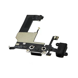 Auriculares negros base de audio conexión puerto de carga cable flexible para iPhone 5 5G - Imagen 1 de 2