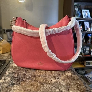 Borsa hobo KATE SPADE in pelle di ciottoli Mulberry Street Vivian/Papaya matura (rosa) nuova con etichette - Foto 1 di 14