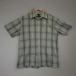 Camicia elegante uomo Van Heusen verde e nera a quadri manica corta grande 16-16,5 - Foto 1 di 12