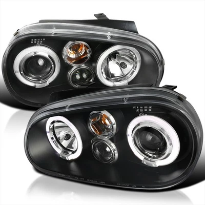 Black Fits 1999-2005 Vw Golf Gti R32 Mk4 Led Halo Projector Headlights Lamps - Image 1 of 4