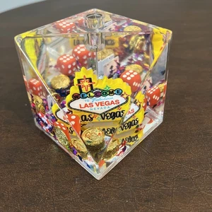 Souvenir Las Vegas Glitter Snow Globe Acrylic Pen Holder / Paperweight - Picture 1 of 6