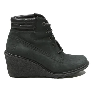 Timberland Damen Schnürstiefeletten Keilabsatz schwarz Leder UK 4,5 stilvoll - Bild 1 von 6