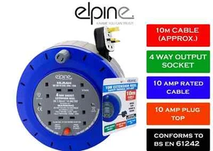 Epline 4-fach Kabel Verlängerung Rolle 10 m schwer Blei Gang Netz Steckdose UK - Bild 1 von 1