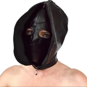 Kunstleder Doppel Maske - Isolationsmaske mit Schnürung* Fetisch Bondage Haube - Bild 1 von 11