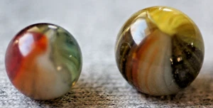 Master Marble Co. Clear Sunburst Toy Marbles (2) Fall Colors #165 - Picture 1 of 8