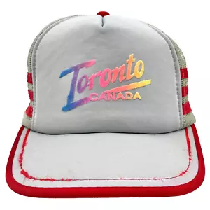 VINTAGE Toronto Canada Trucker Hat Cap Snap Back Gray Red Ontario City GTA 90s - Bild 1 von 10