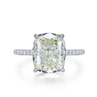 Anillo de compromiso radiante 4 quilates piedra natural blanca 925 plata maciza 10x12 mm Foto 1 de 4