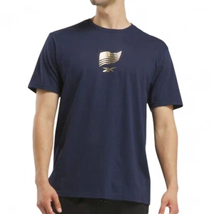 Reebok Herren Medal State of Mind T-Shirt Kurzarm Patriotisch Navy Blau Large - Bild 1 von 6