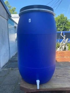 Regentonne Regenfass Kunststoffbehälter blau mit Wasserhahn 220l - Bild 1 von 3