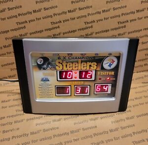 NFL Pittsburgh Steelers Scoreboard Alarm Clock Day Chime Time Temperature RARE