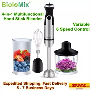 BioloMix 4-In-1 Electric Handheld Blender Food Mixer Grinder Chopper Whisk 1200W - Picture 1 of 13
