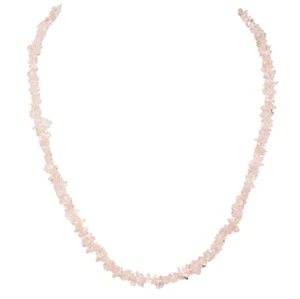 CHARGED Rose Quartz Crystal Chip 36" Necklace + Baby Selenite Pocket Puffy Heart - Picture 1 of 9