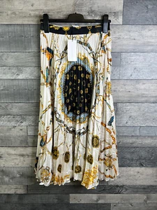 Falda midi Zara mujer talla mediana marfil negra bufanda estampado cadena blogger favorita - Imagen 1 de 11