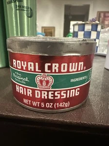 VINTAGE ? ROYAL CROWN HAIR DRESSING GEL POMADE Paper CAN & Metal Lid 5 Oz. - Picture 1 of 6