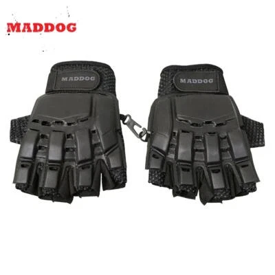 Guantes tácticos de airsoft de paintball medio dedo Maddog negros grandes/X-grandes Foto 1 de 4