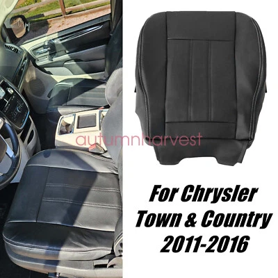 Capa de assento de couro preta 2011-2016 compatível com CHRYSLER TOWN & COUNTRY Driver Bottom - Imagem 1 de 4