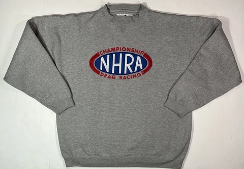 Vintage NHRA Drag Racing Sweatshirt Gray 1990s Championship Size XL Cover