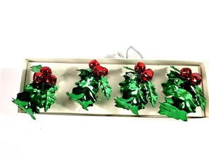 Christmas Decorations Metal Bell Napkin Rings Dept 56 Red Green AS-IS Set of 4 - Picture 1 of 6