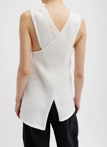 Maglione smanicato TIBI cotone incrociato taglia XL donna nuovo con etichetta $415 bianco - Foto 1 di 3
