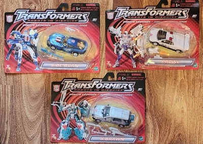 NEW! Transformers Robots in Disguise (2001) Prowl - Side Burn - X-Brawn - MIP - Image 1 of 4