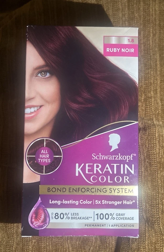 Schwarzkopf Keratin Permanent Hair Color Cream 1.8 Ruby Noir