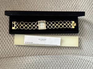 Reloj Mujer Liz Taylor Diamantes Blancos Tono Dorado Estrás NUEVO CON BATERÍA NUEVA - Imagen 1 de 8
