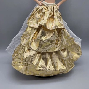 1996 HAPPY HOLIDAYS SKIRT WHITE GOLD TULLE UNDERSKIRT FASHION DOLL CLOTHES - Picture 1 of 9