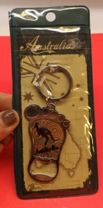 NEW - Australia Metal Keychain Kangaroo + Bottle Opener Foot NOS - Picture 1 of 2