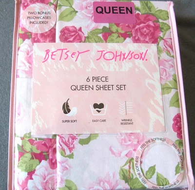 Betsey Johnson Romántico Ramo Floral Rosa 6 Piezas Suave Queen Juego de Sábanas Decoración Foto 1 de 4