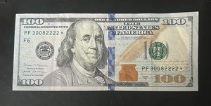 ⭐️RARE Star Note with Fancy # $100 US bill. Series 2017A. - PF30082222⭐️ - Picture 1 of 7