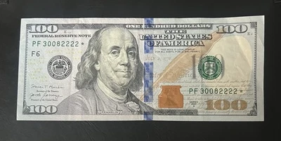 ⭐️RARE Star Note with Fancy # $100 US bill. Series 2017A. - PF30082222⭐️ - Image 1 of 4