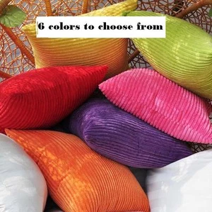Wide Wale Corduroy Cushion Covers Plain Assorted Colors 43cm x 43cm - Picture 1 of 17