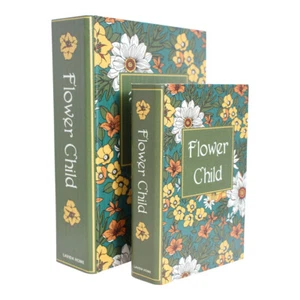 2pc Decorative MDF 24/18cm Book Box Set Storage/Trinket Home Decor Flower Child - Picture 1 of 4
