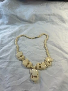 Elefanten Design Knochen Halskette Vintage J-157 - Bild 1 von 2